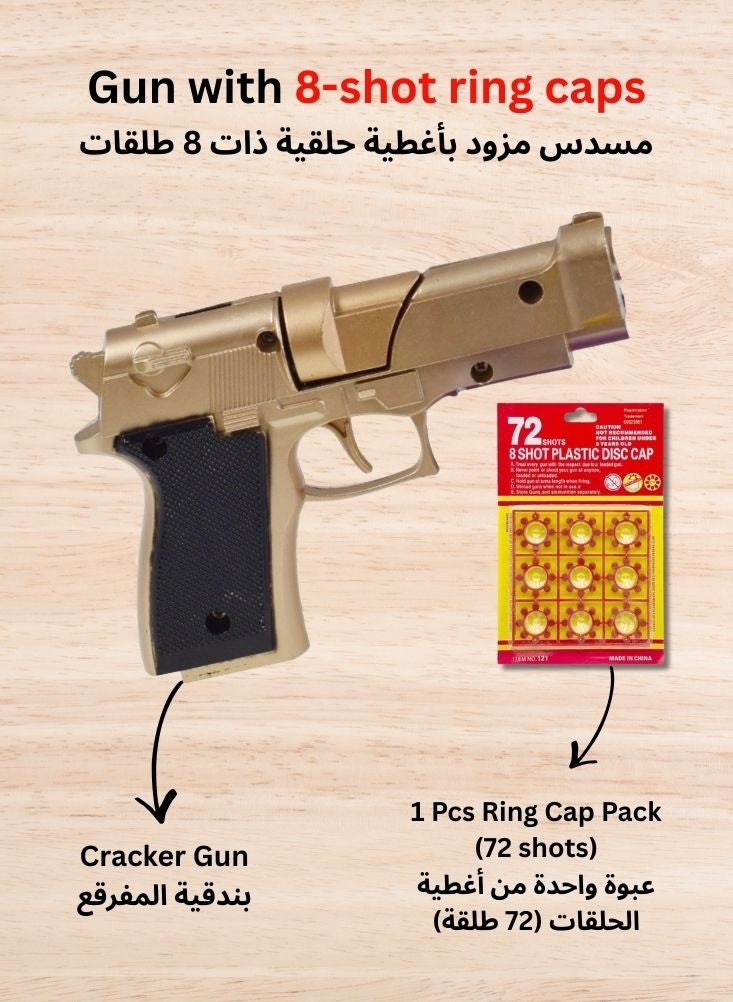 Premium 8-Shot Realistic Ring Cap Toy Gun – Plastic Cap Pistol with 72 Ring Caps for Kids - Image 3